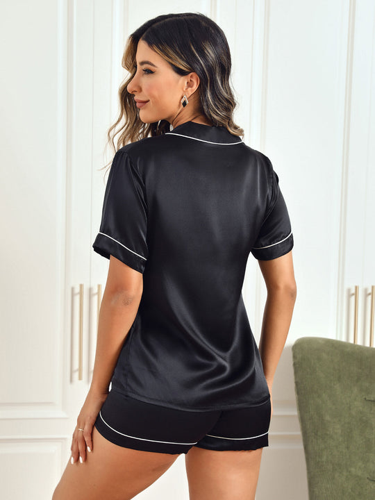 Heidi-Mode | Kurzes Pyjamahosen-Set 100% Seide Luxuriöser Schlafstil
