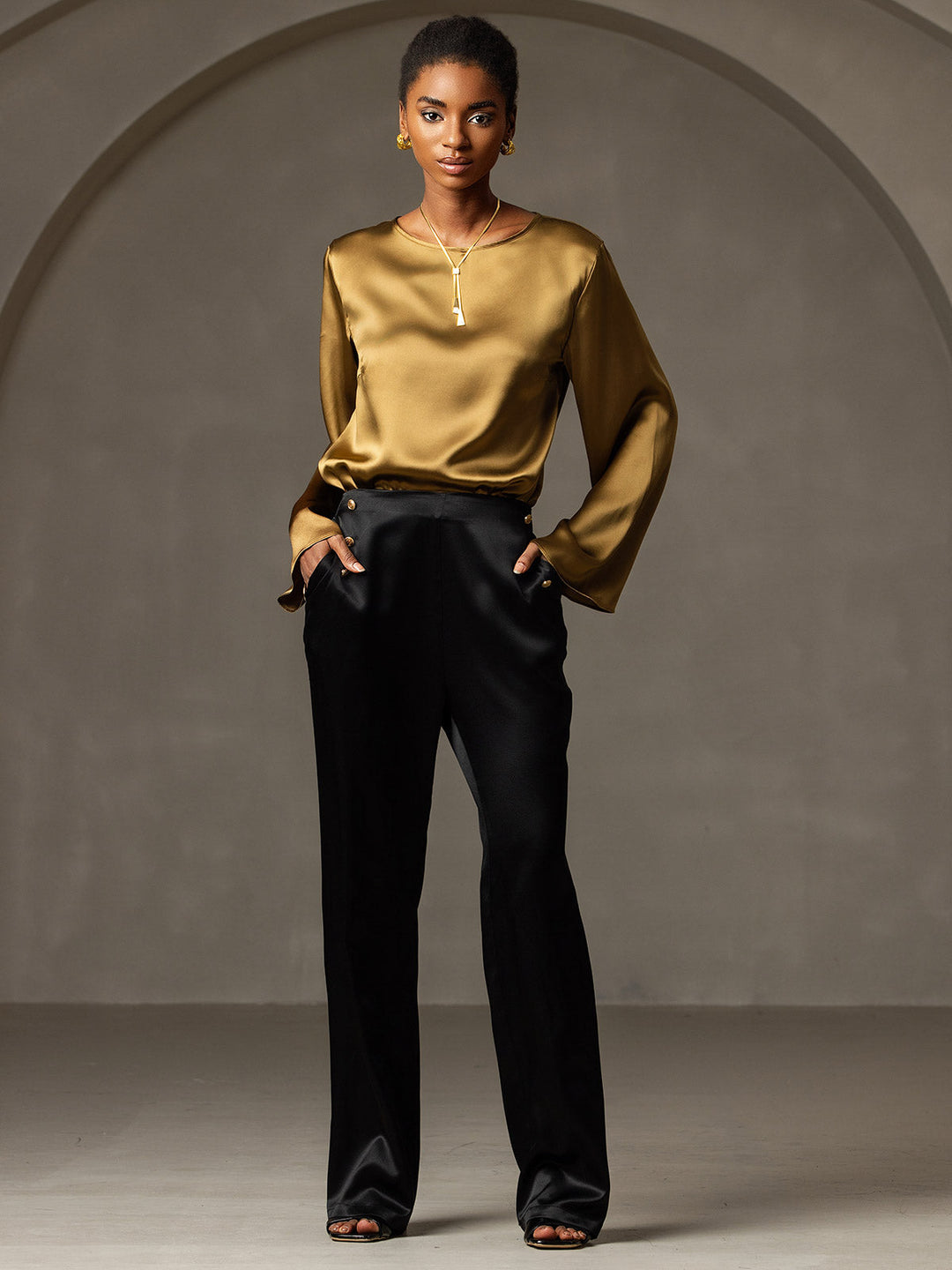 Heidi-Mode | Seiden Langarm Bluse