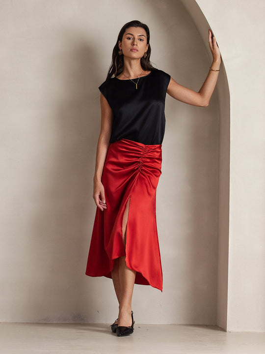 Heidi-Mode | Seiden Kapuze Ärmel Bluse