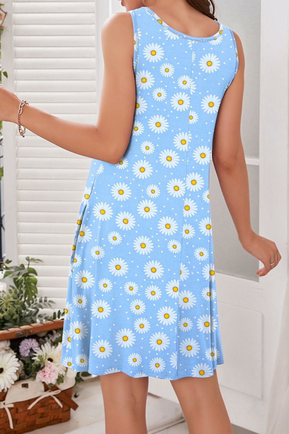 Heidi-Mode | Bedrucktes Rundhals Ärmelloses Kleid