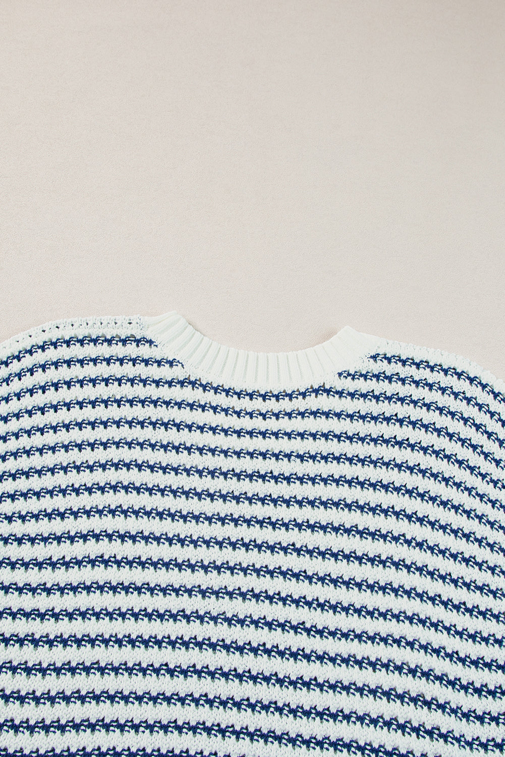 Streifen Mit Rippstrick-Besatz Locker Gestrickter Pullover Weste