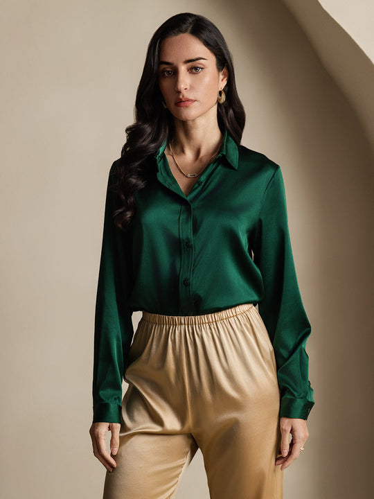 Heidi-Mode | Damen Mulberry Seide Elegant Langarmbluse