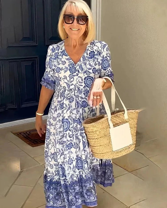 Heidi-Mode | Bohème Kleid mit V-Ausschnitt Leicht & Stilvoll für Sommerliche Anlässe