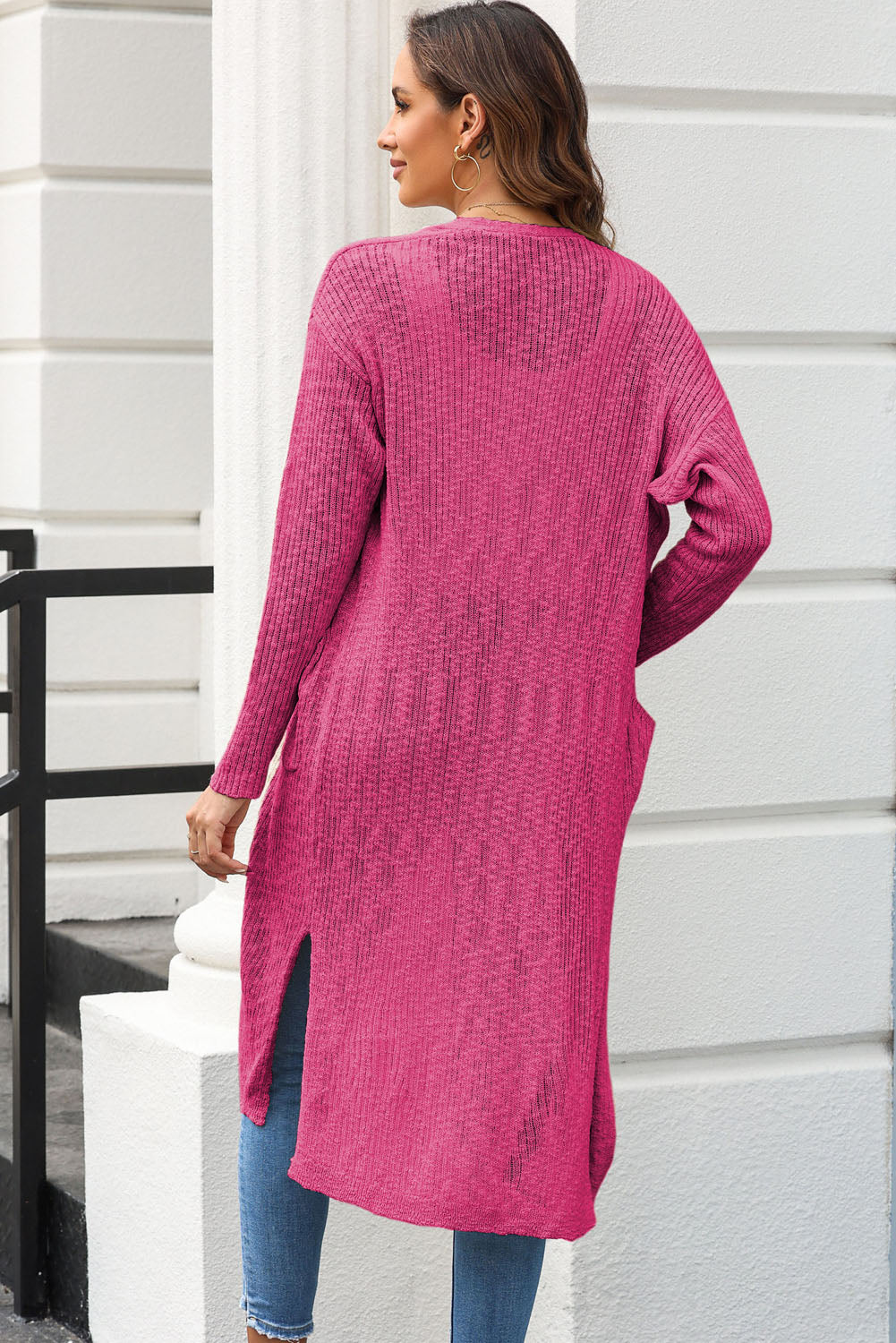 Heidi-Mode | Offene Frontschlitzen Cardigan mit Taschen