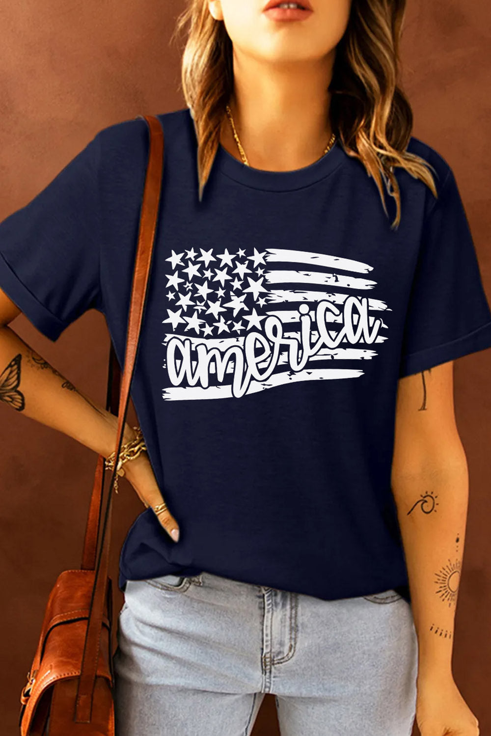 Heidi-Mode | America Us-Flag Grafik T-Shirt