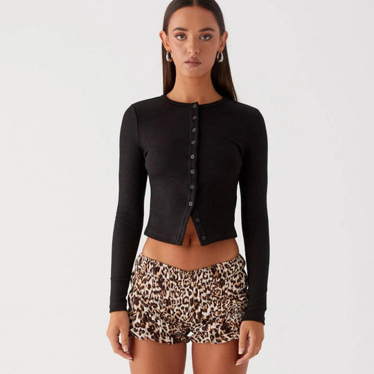 Heidi Mode | Einfarbige schmal geschnittene lange Strickjacke