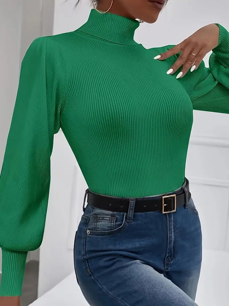 Heidi-Mode | Geschnittener Pullover mit eleganten Laternenärmeln