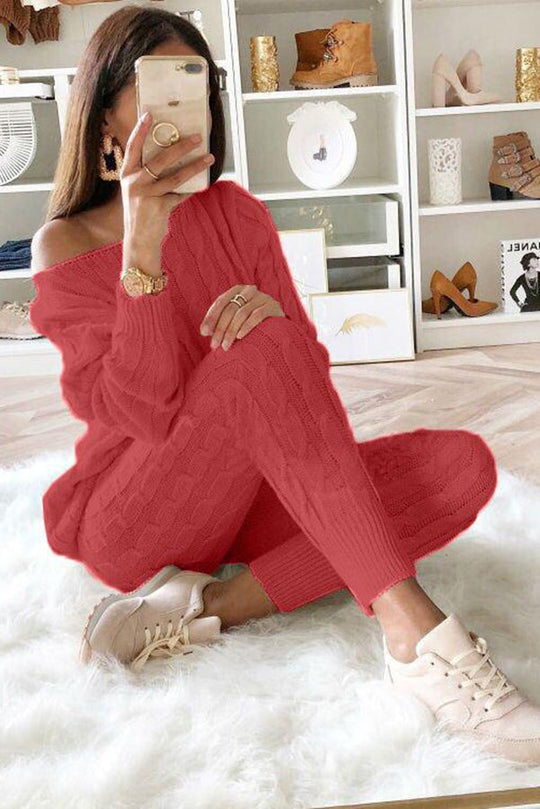 Heidi-Mode | Elevated Comfort Kabelpullover und Slim Fit Hosen Set