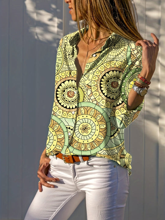 Heidi-Mode | Boho Shirt mit Mandala-Blumenmuster