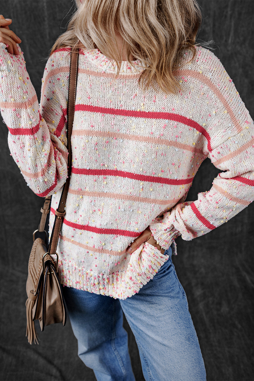 Gestreifter Konfetti-Strickpullover