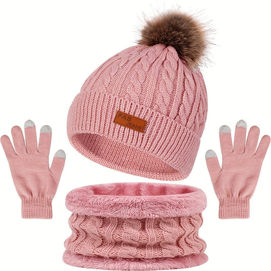 Heidi-Mode - Lässige Winter Essentials Mütze und Handschuhe Set für Frauen