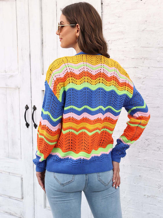 Heidi-Mode | Offene Front Durchbrochene Strickjacke