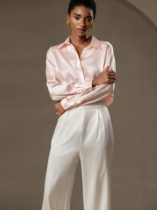 Heidi-Mode | Damen Klassische Seide Langarmshirt