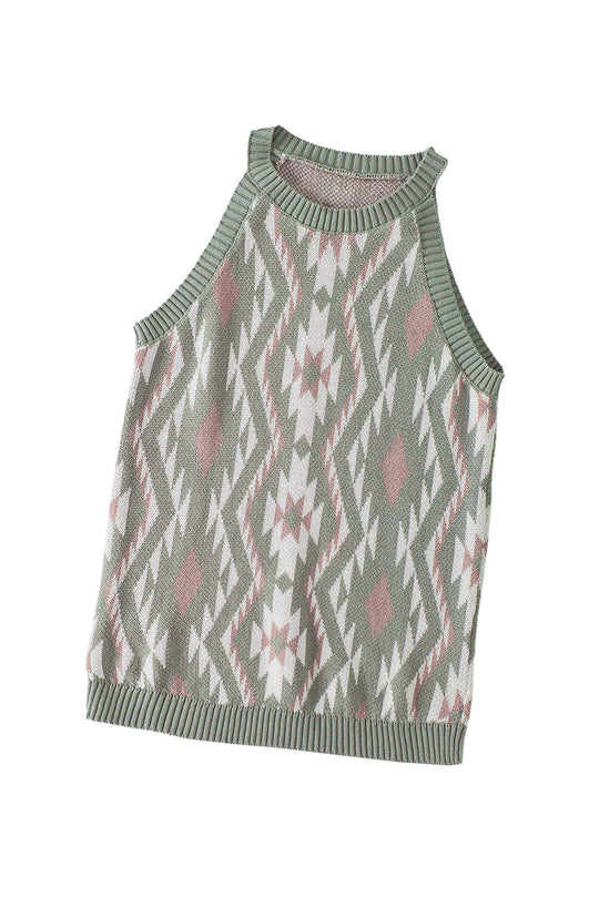 Green Western Tribal Aztekenmuster Pullover Tank Stricken