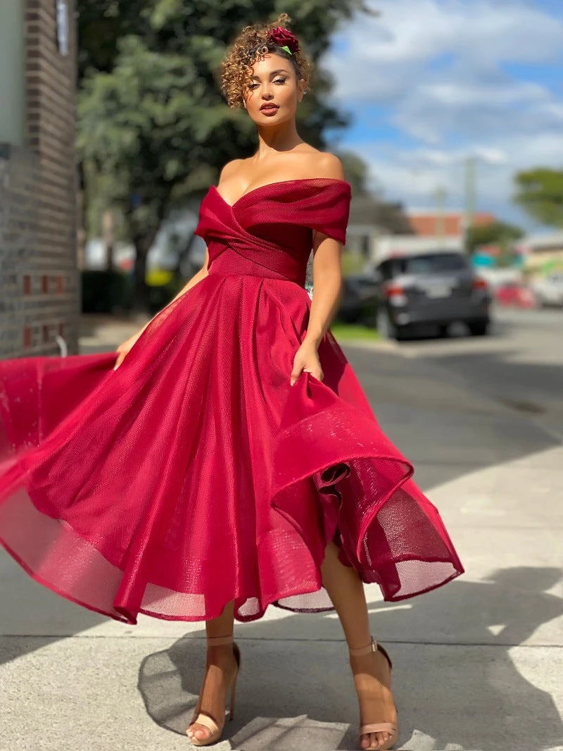 Heidi-Mode | Elegante Off Shoulder Brautjungfernkleid