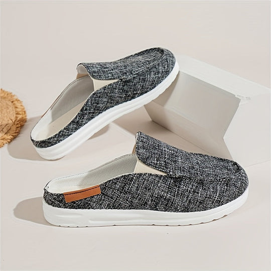 Heidi-Mode | Leinen Slipper, Hausschuhe mit Runder Zehe, Leichte Außenschuhe