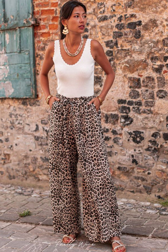 Boho-Leopard-Hose Mit Weitem Bein