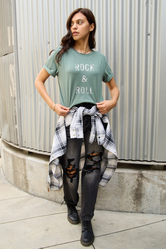 Heidi-Mode | Simply Love Full Size Rock & Roll Kurzarm T-Shirt
