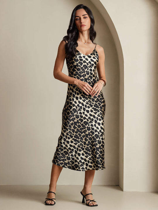 Heidi-Mode | Lange Seidenkleid mit Spaghetti-Träger