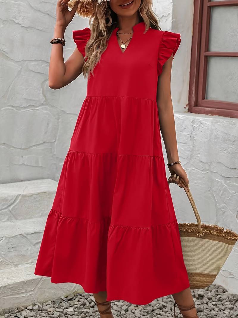 Heidi – elegantes kleid mit rüschenärmeln für frühling und sommer