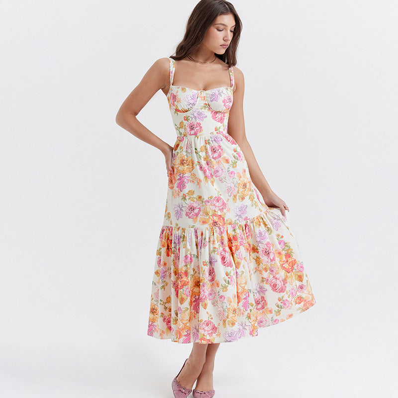 Heidi-Mode | Und Sommer Hübsches Pastoral Stil Sling Blumenkleid Eine Swing Torte Kleid