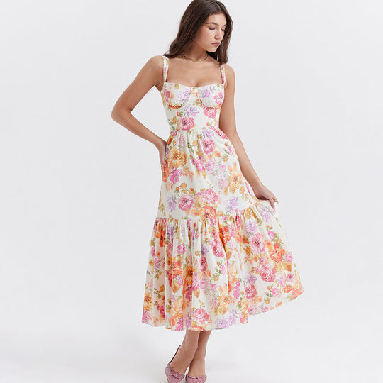 Heidi-Mode | Und Sommer Hübsches Pastoral Stil Sling Blumenkleid Eine Swing Torte Kleid