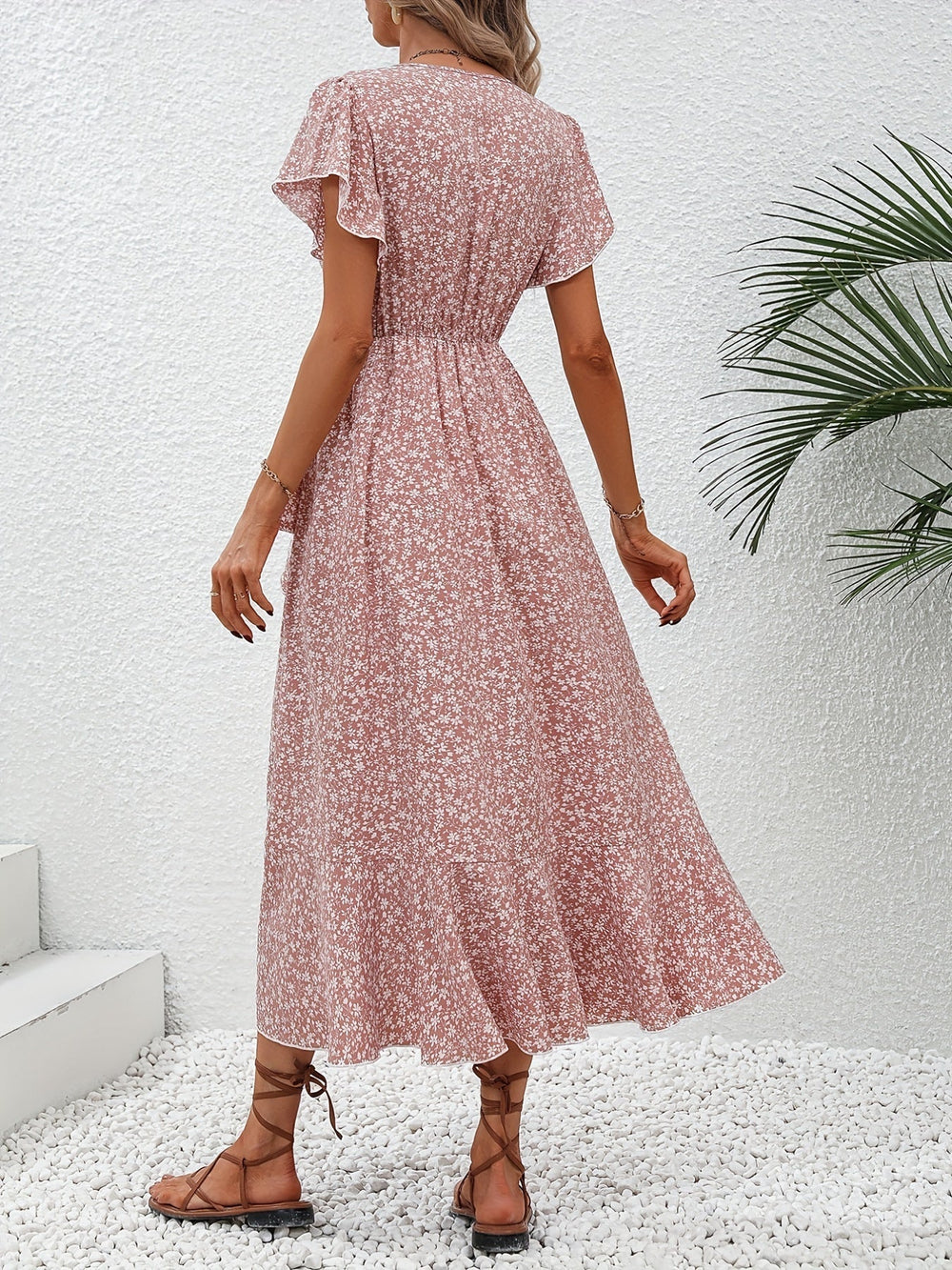 Midi-Wickelkleid in Rosa