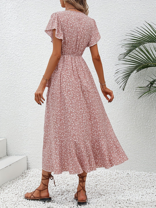 Midi-Wickelkleid in Rosa