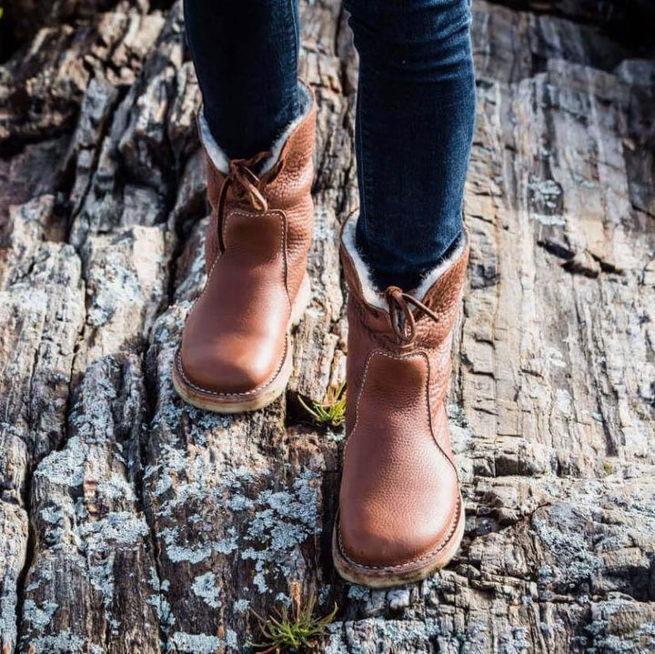 Heidi-Mode | Wasserdichte Lederstiefel mit warmem Wollfutter