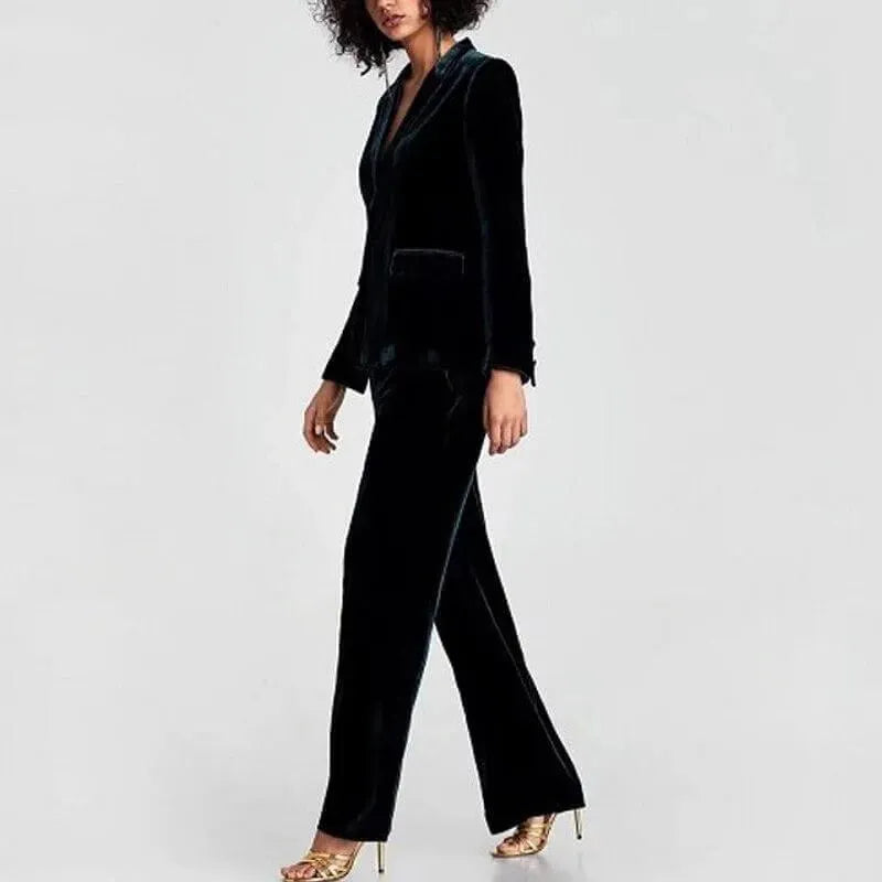 Heidi-Mode | 1-Knopf Samt Blazer Damen - Anzugjacke