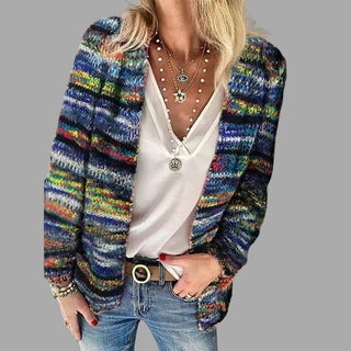 Bunt Wolle Damen Strickjacke