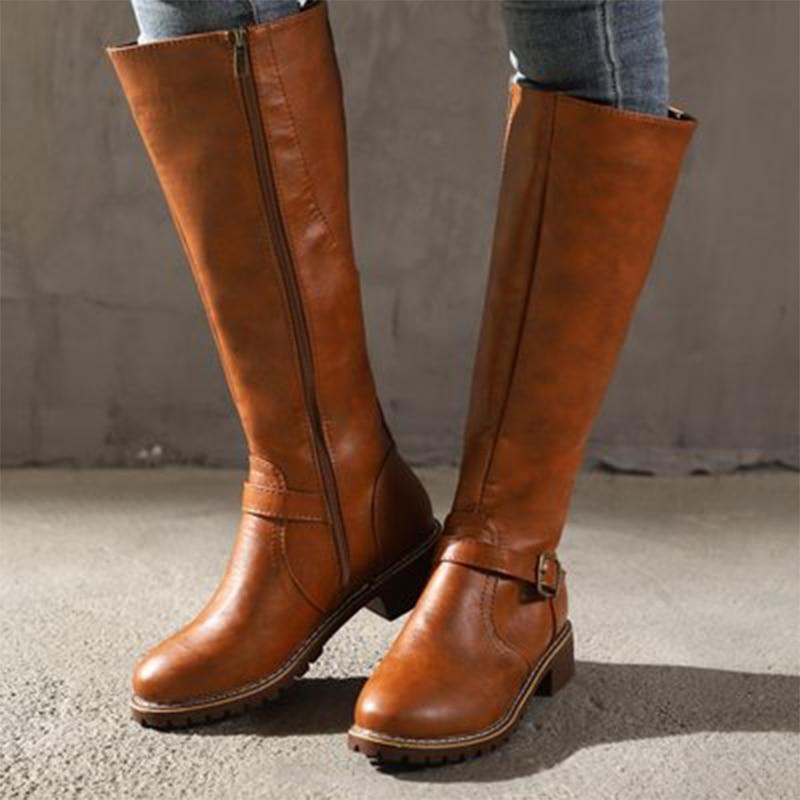 HeidiMode | Hohe Damenstiefel Mit Schnalle Und Absatz