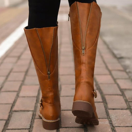 HeidiMode | Hohe Damenstiefel Mit Schnalle Und Absatz