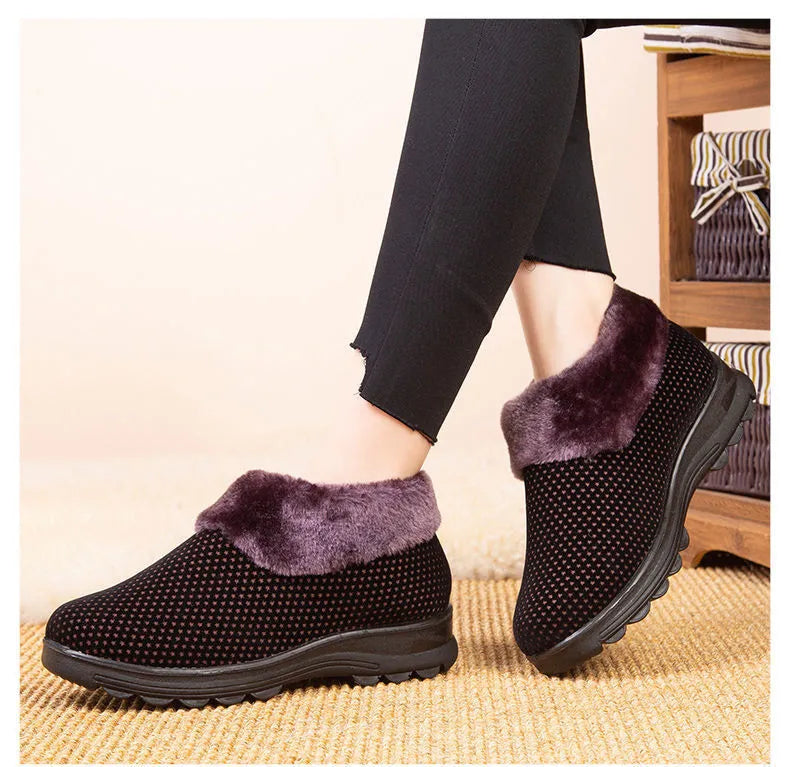 Heidi-Mode | Damen Dicksohle Slip-On Plüschgefütterte Stiefel