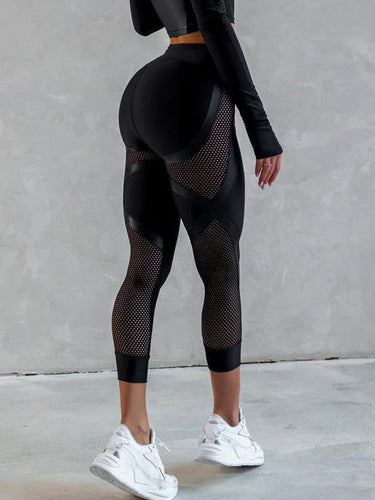 Heidi-Mode | Semi-Leder Mesh-Panel-Leggings