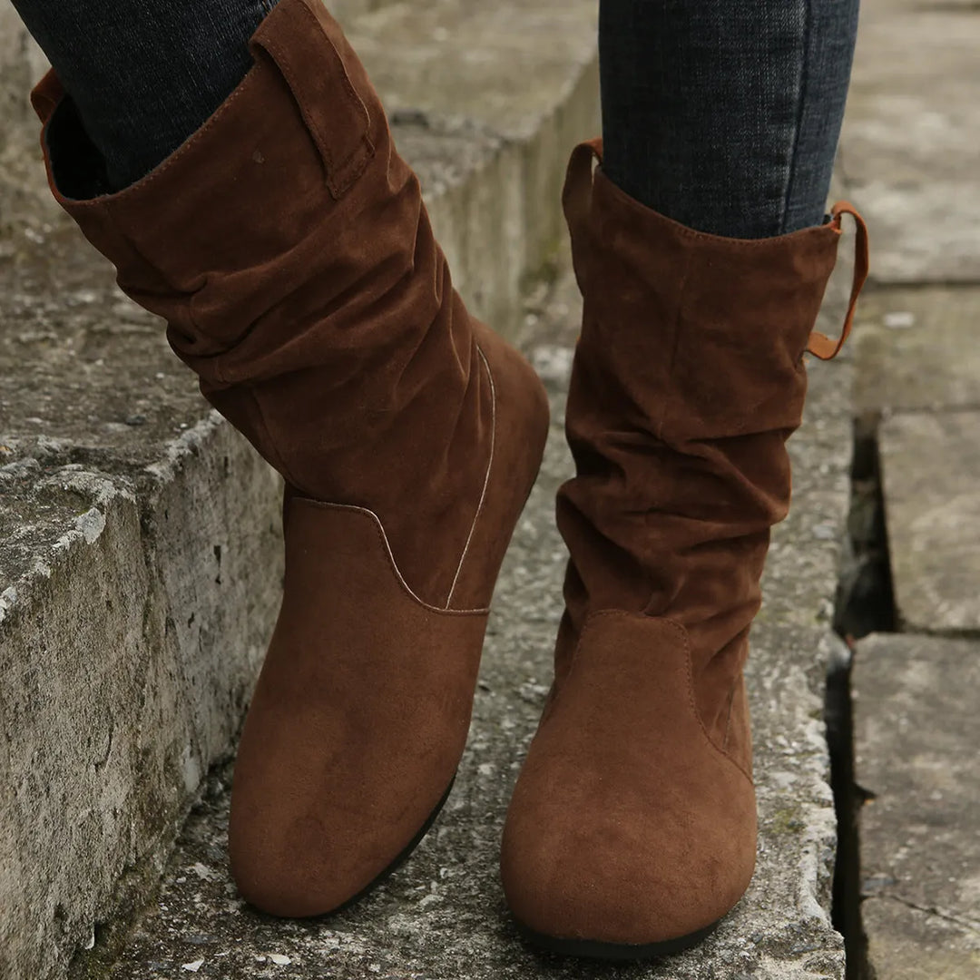 Heidi-Mode | Runde Zehen Flache Winterstiefel