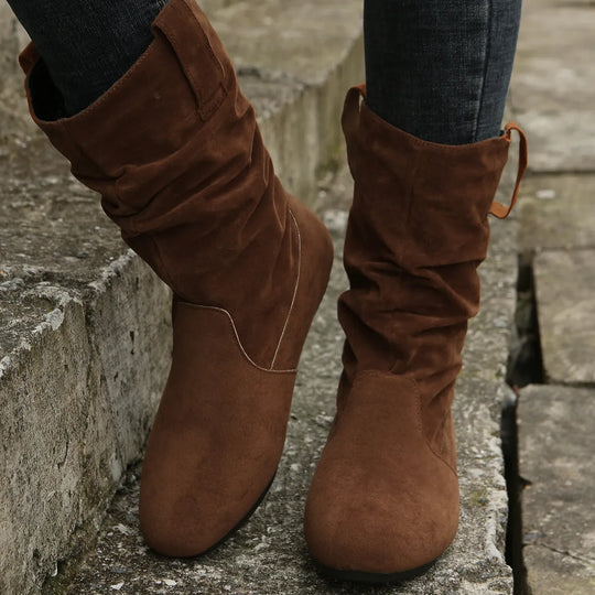 Heidi-Mode | Runde Zehen Flache Winterstiefel