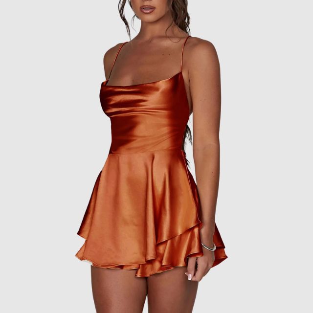 Elegantes Rotes Satin-Skaterkleid