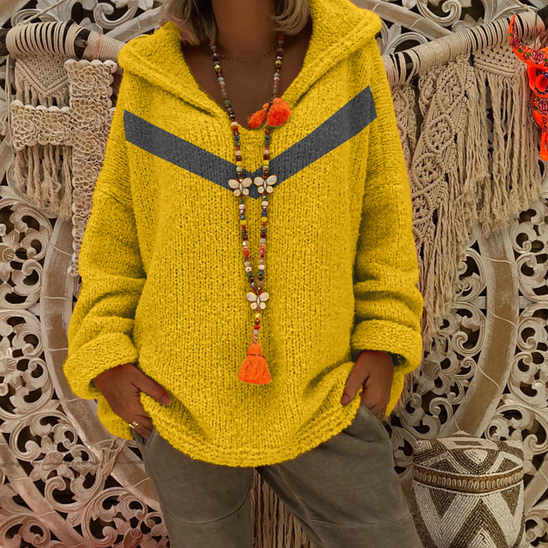 Damen lässiger Kuschel-Hoodie mit tiefem V-Ausschnitt und teilweisen Glitzer-Details Heidi-Mode