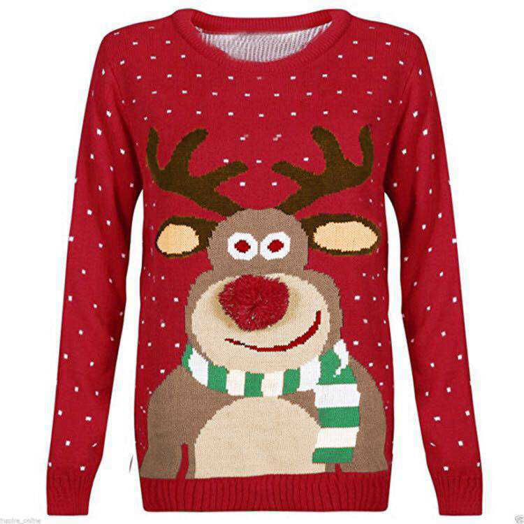 Damen Weihnachtspullover mit rentiermotiv und strukturierter Optik Heidi-Mode