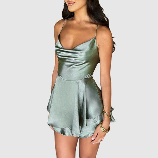 Elegantes Rotes Satin-Skaterkleid