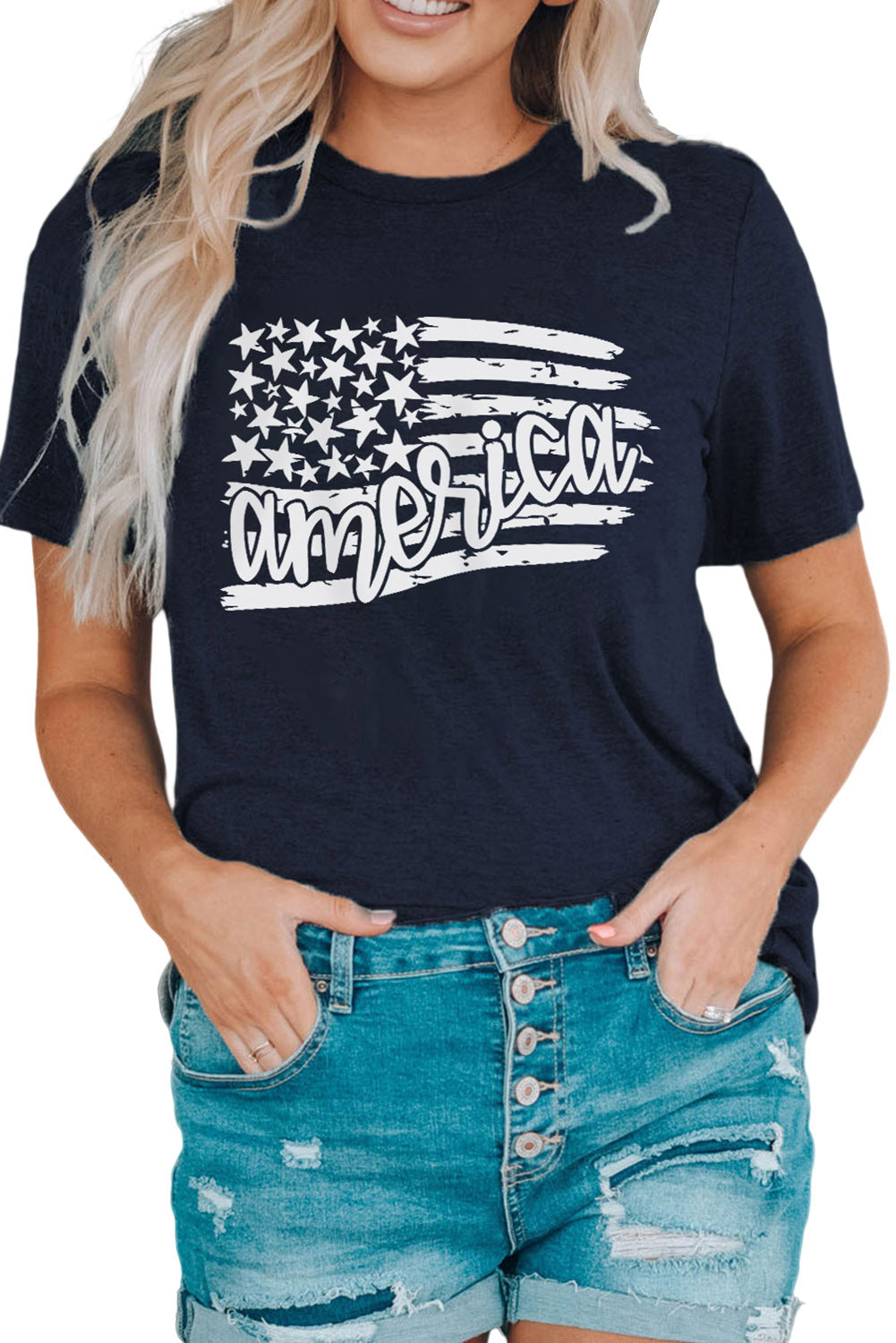Heidi-Mode | America Us-Flag Grafik T-Shirt