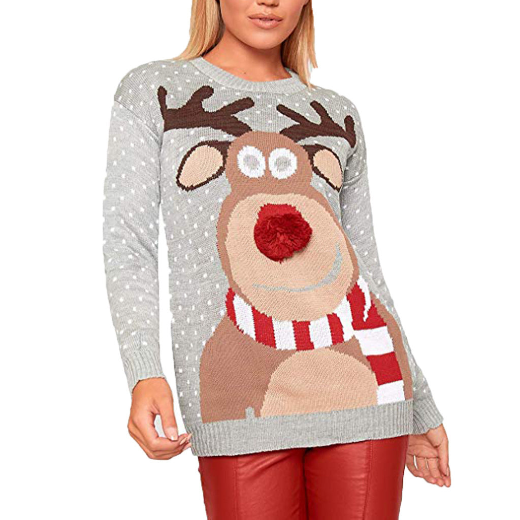 Damen Weihnachtspullover mit rentiermotiv und strukturierter Optik Heidi-Mode