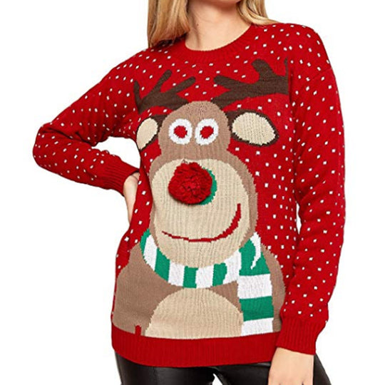 Damen Weihnachtspullover mit rentiermotiv und strukturierter Optik Heidi-Mode