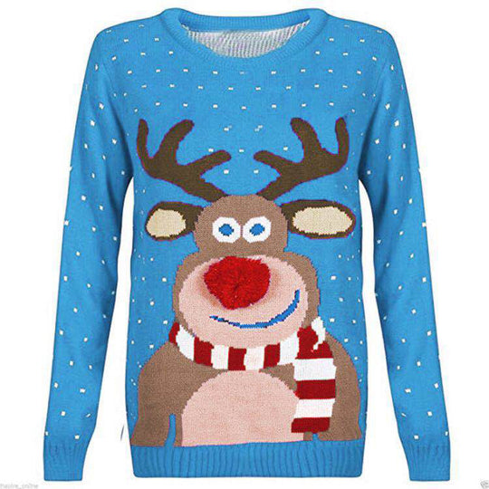 Damen Weihnachtspullover mit rentiermotiv und strukturierter Optik Heidi-Mode