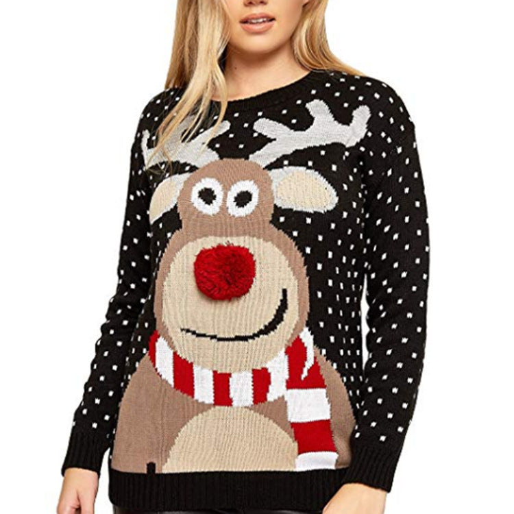 Damen Weihnachtspullover mit rentiermotiv und strukturierter Optik Heidi-Mode