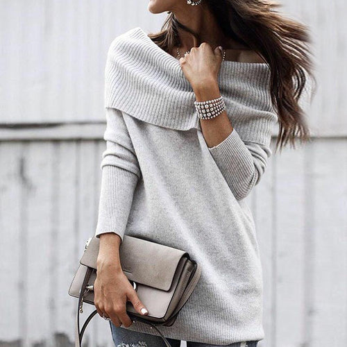 Damen Strickkleid mit Off-Shoulder-Ausschnitt Heidi-Mode