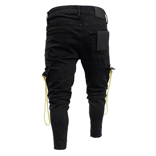Herren trendige Cargo-Jeans mit praktischem Seitenreißverschluss und stylischen Ziernähten Heidi-Mode