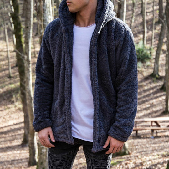 Herren Kuschelige Fleecejacke mit Kapuze Heidi-Mode