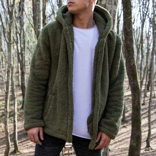 Herren Kuschelige Fleecejacke mit Kapuze Heidi-Mode